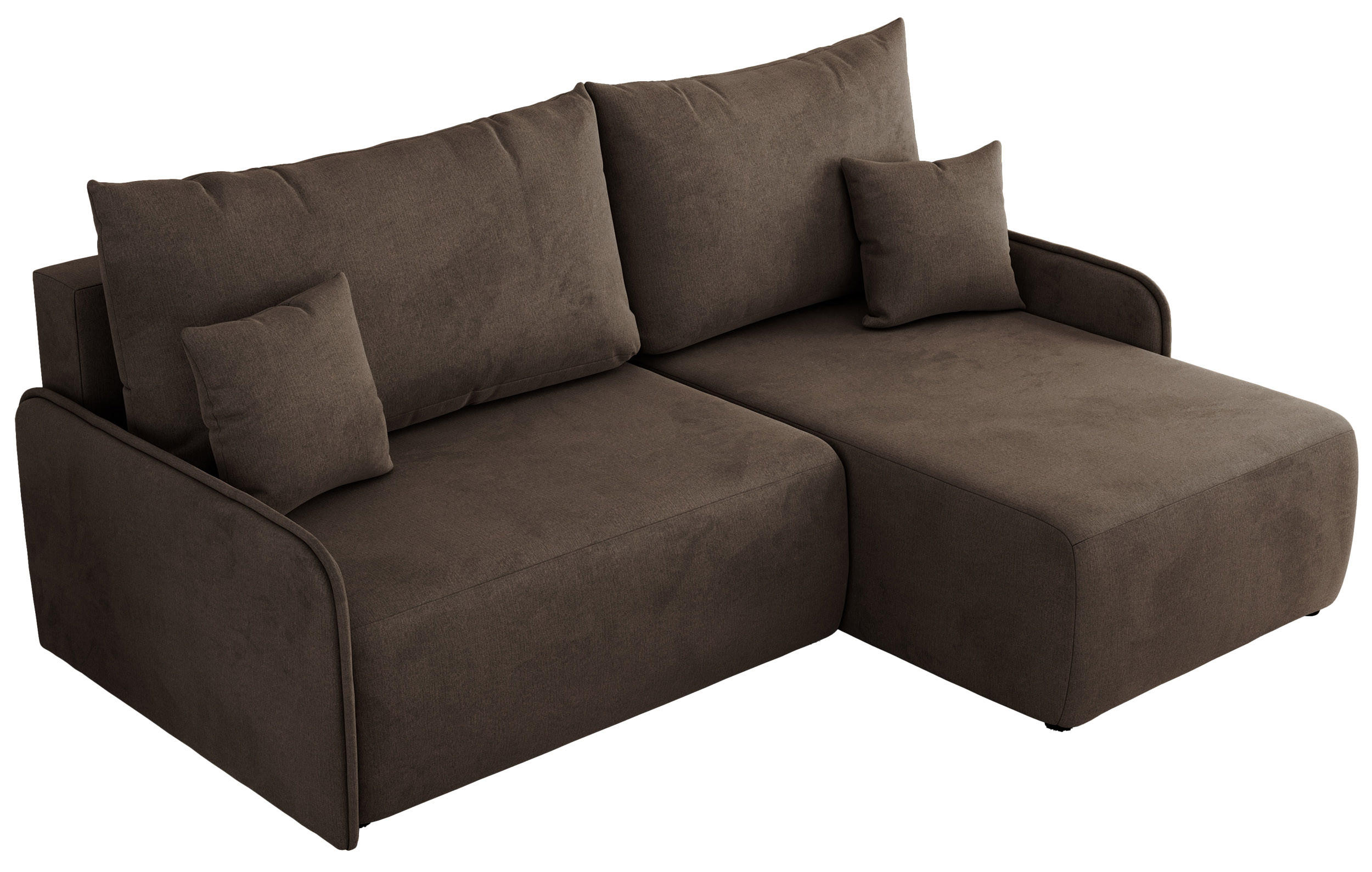 ECKSCHLAFSOFA ARPA L Braun Velvet - rechts - Schwarz/Braun, Kunststoff/Textil (150/198cm) - MKS