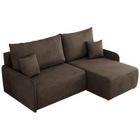 ECKSCHLAFSOFA ARPA L Braun Velvet - rechts - Schwarz/Braun, Kunststoff/Textil (150/198cm) - MKS
