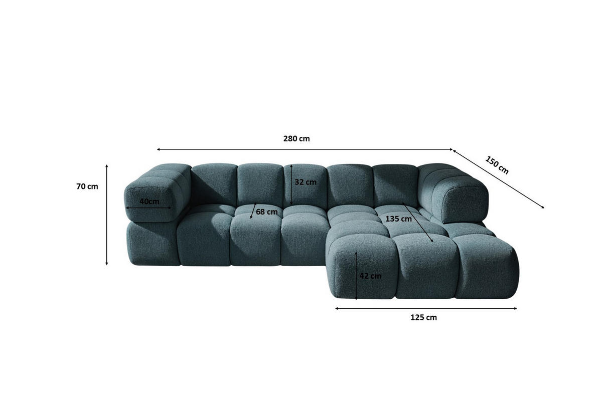ECKSOFA L-Form Averro, stoff Puente, Petrol, Rechts - Grün, Holz (280/150cm) - Kaiser Möbel