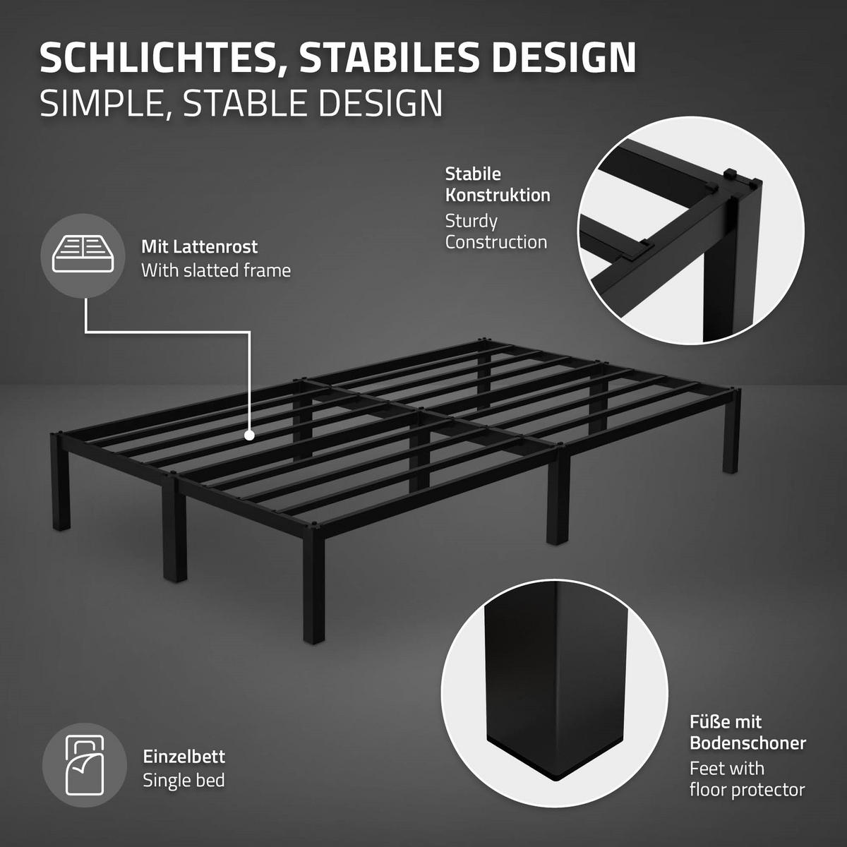 METALLBETT 120/200cm - Schwarz, Metall (120/200cm) - ML-DESIGN