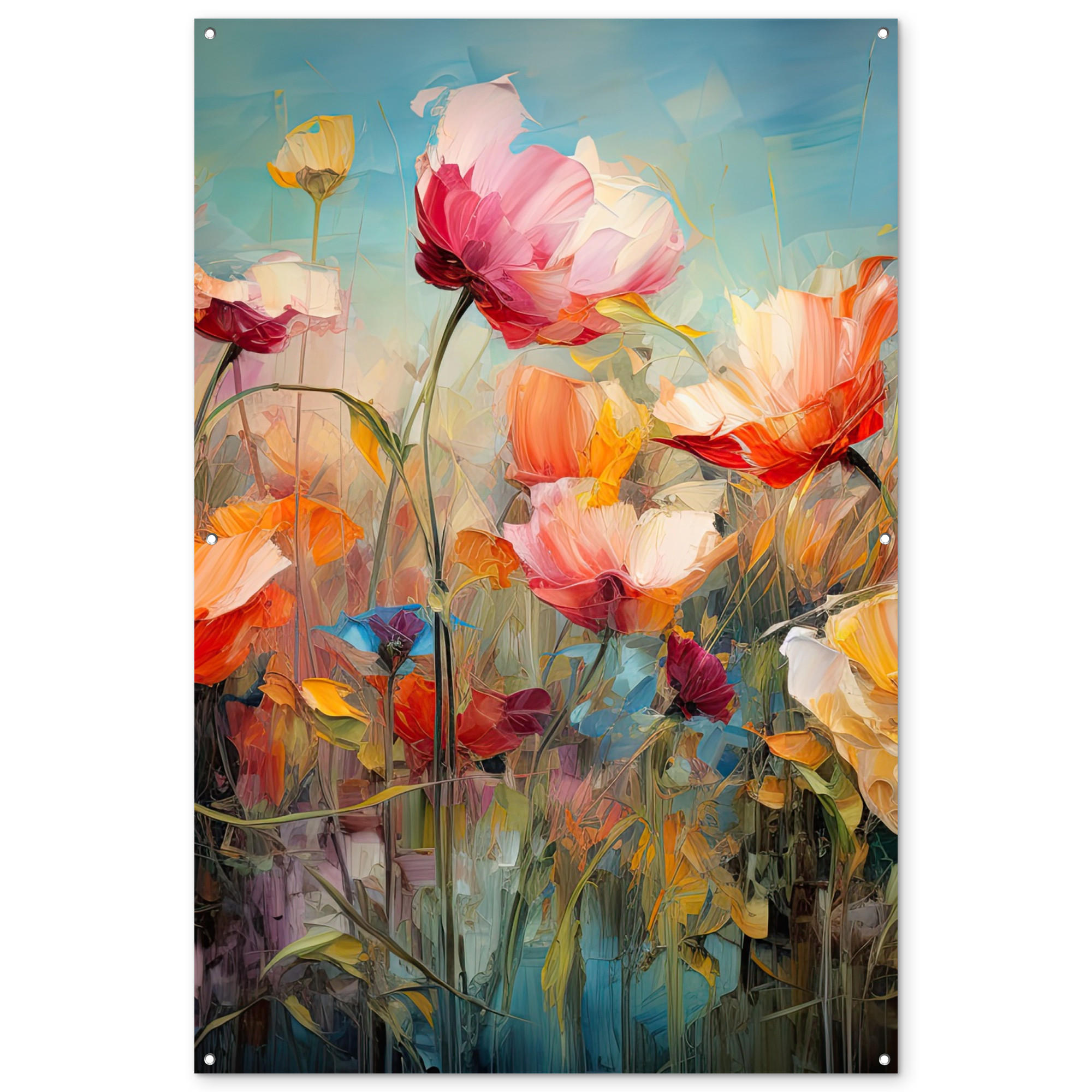 GARTENPOSTER Blumen - Aquarell - Kunst - Botanisch - Natur 120x180 cm - Orange, Kunststoff (120/180/0.2cm) - OnlyWow