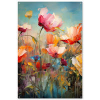 ZAHRADNÍ PLAKÁT Květiny - Akvarel - Umění - Botanické - Příroda 120x180 cm - pomerančová, plast (120/180/0.2cm) - OnlyWow