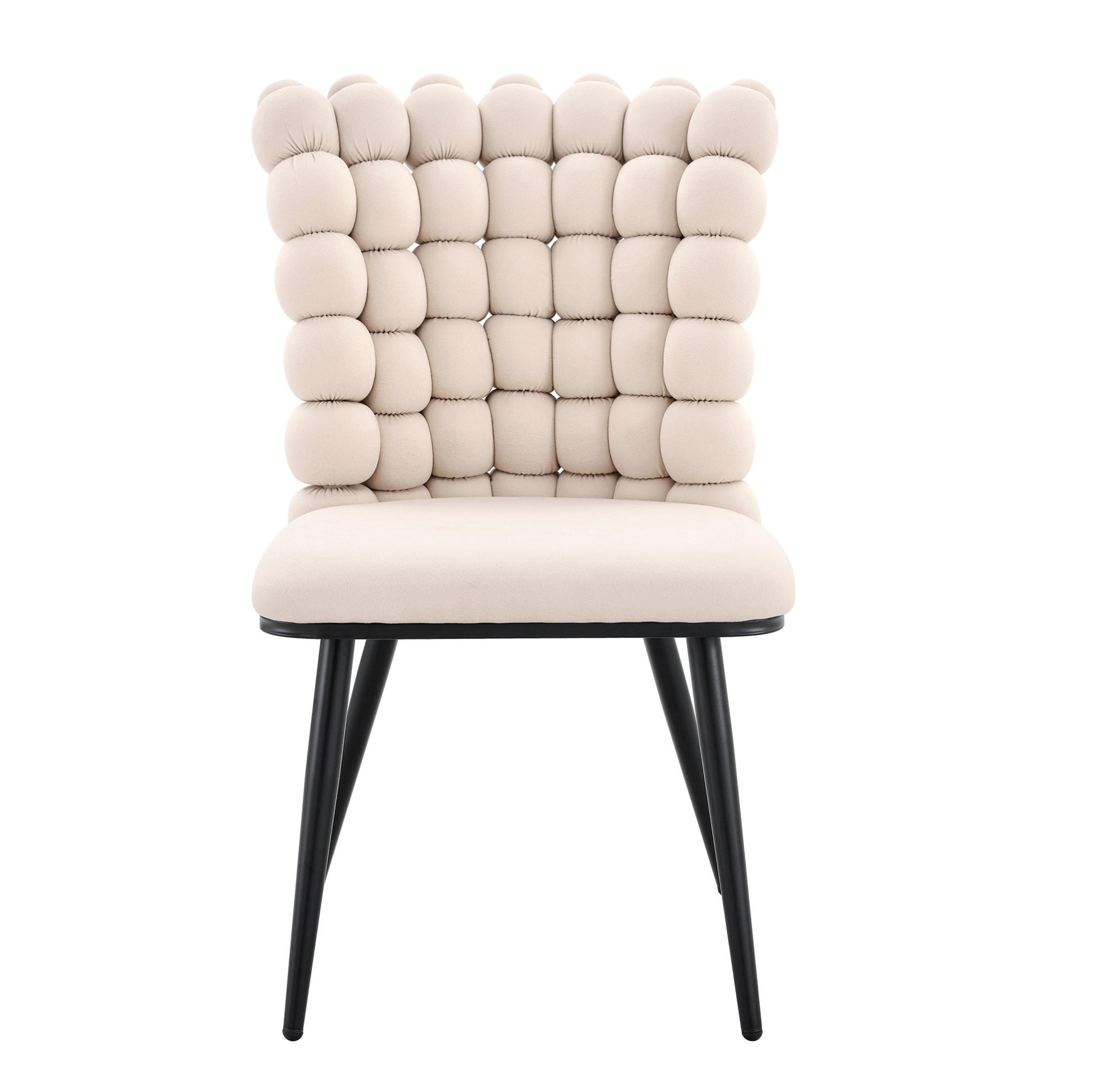 ESSZIMMERSTUHL 2er-Set Samt Off White mit Metallbeinen Schwarz - Weiß, Metall (48/88/54cm) - Meubliv