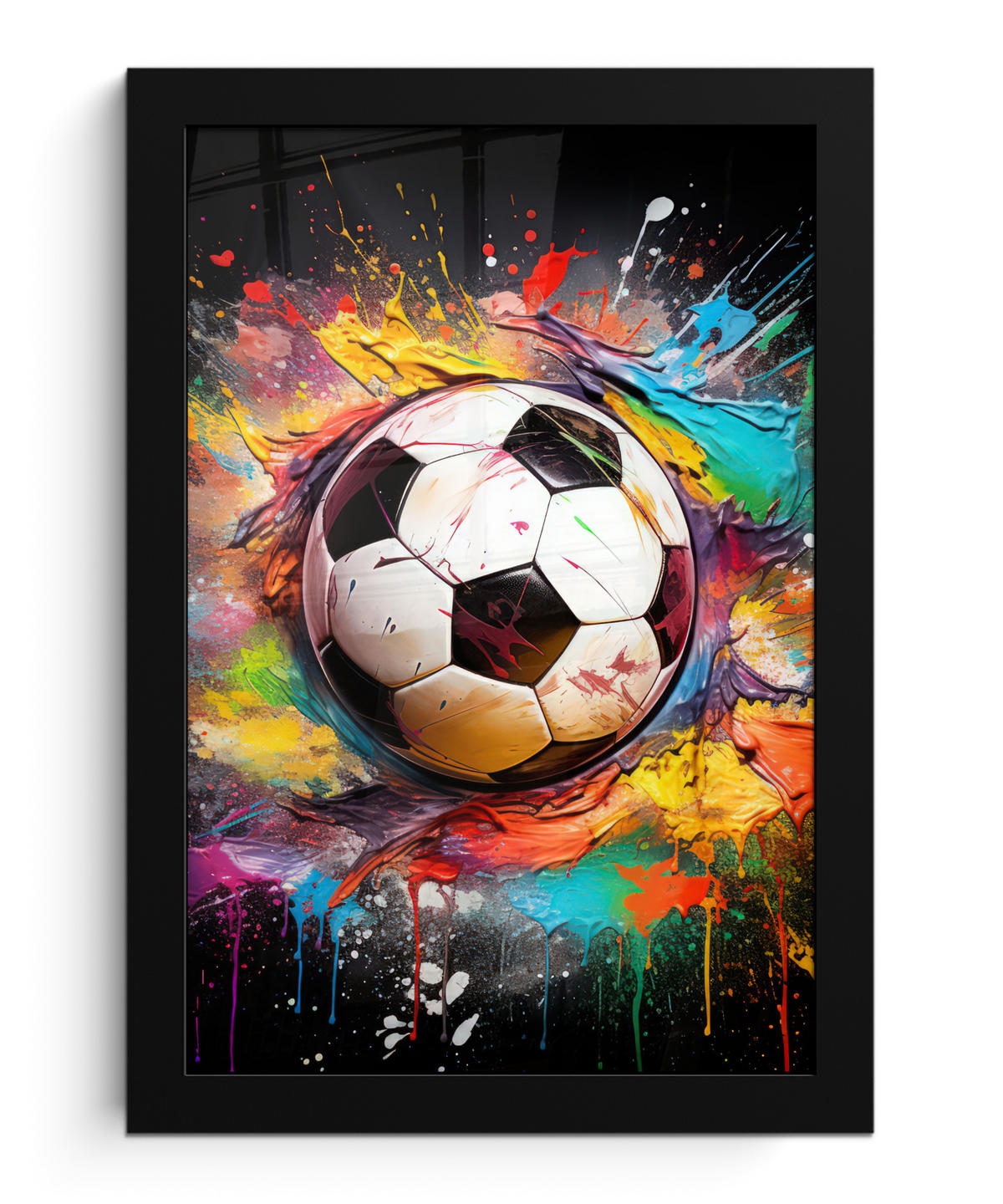 GERAHMTES BILD Fußball - Farbe - Farben - Schwarz - Weiß 20x30 cm - Weiß, Papier (20/30cm) - MuchoWow
