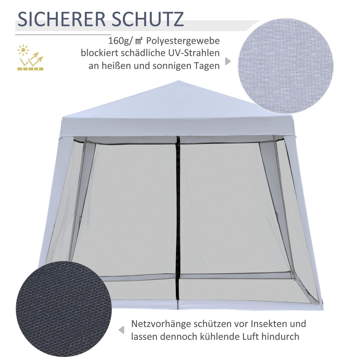 GARTENPAVILLON Metall + Polyester Grau - Grau, Kunststoff/Metall (300/245/300cm) - Outsunny