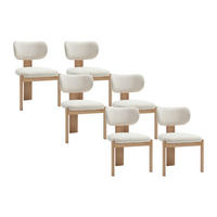 STUHL 6er-Set - Bouclé-Stoff & Gummibaumholz - Weiß - WILANA - Weiß/Naturfarben, Textil (56/85/60cm) - Vente-Unique