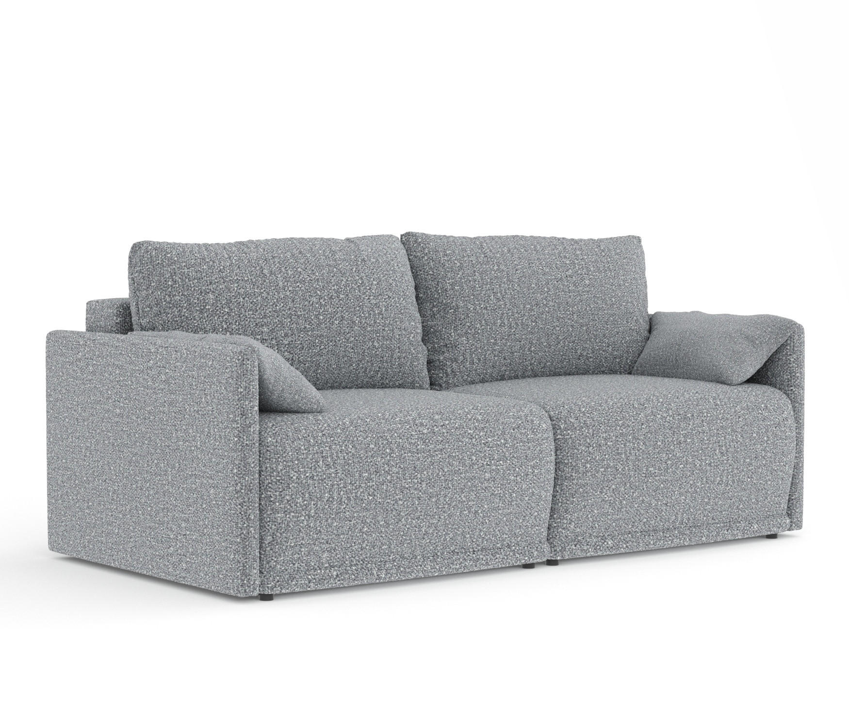 SCHLAFSOFA MIT ECKSOFA-FUNKTION Nappa Grau Plüschstoff - Schwarz/Grau, Holz/Holzwerkstoff (215/100/112cm) - Maison de Reve