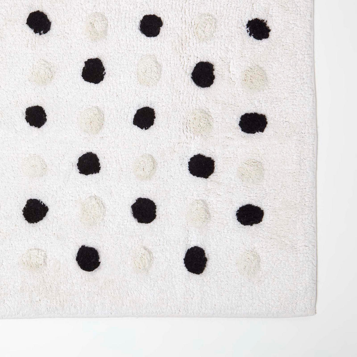 BADEMATTE Punkte 50/80 cm, Baumwolle - Weiß, Textil (50/80cm) - Homescapes