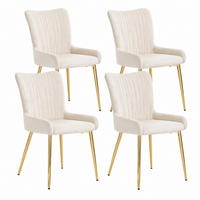 ESSZIMMERSTUHL 4er-Set Samt Beige mit goldfarbenen Metallbeinen - Beige, Metall (47/85/58.1cm) - Meubliv