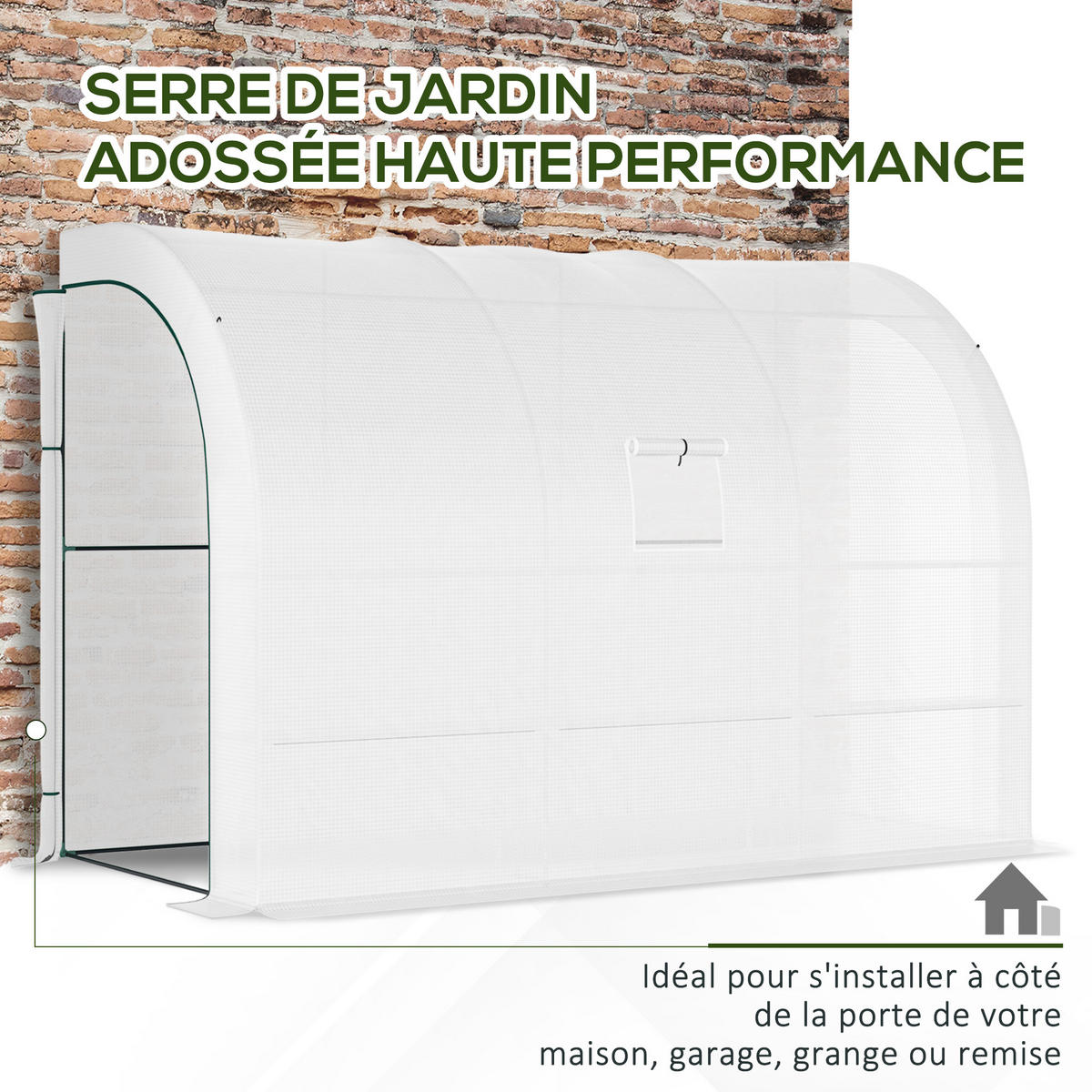 ANLEHNGEWÄCHSHAUS DE-12069 mit 3 Etagen & PE-Bache Weiß - Weiß, Kunststoff (150/213/300cm) - ComfortXL