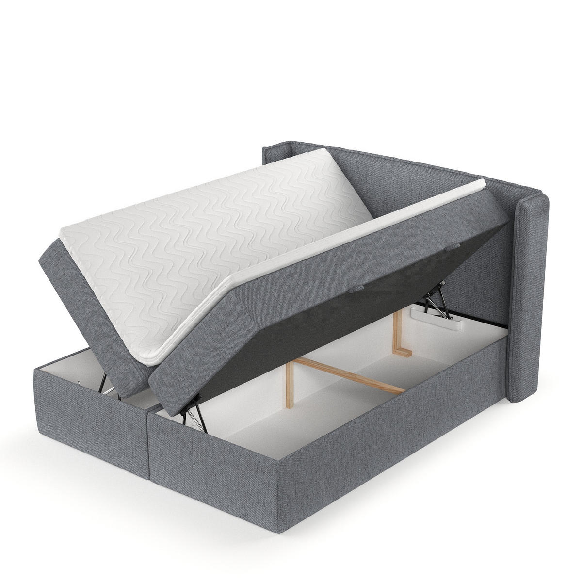 BOXBETT Viva 200/200 cm Grau im Neve Stoff - Schwarz/Grau, Holz/Holzwerkstoff (200/200cm) - AltaBeds