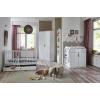 BABYZIMMER Bela Borkum in Landhaus Weiß 8 teilig mit Eckschrank - Weiß, Holzwerkstoff (120/200/80cm)