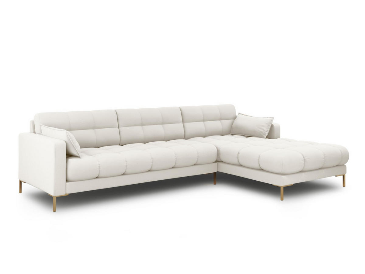 ECKSOFA rechts Mamaia aus strukturiertem Stoff leichtes beige 5 Sitzplätze - Creme, Textil (185/293cm) - Micadoni