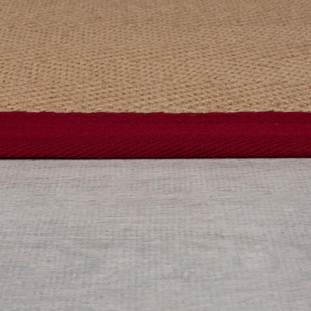 TEPPICH Jute mit Bordüre, Geometrisch-Design TRENT KIRA, Rot 160x230 cm - Rot/Naturfarben, Textil (160/230cm) - KADIMA DESIGN