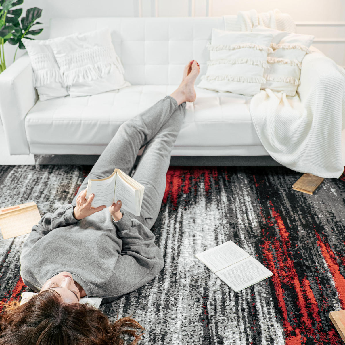 TEPPICH MAYA Rot Verwischt Streifen Meliert 250/300 cm - Rot, Textil (250/300cm) - Tapiso