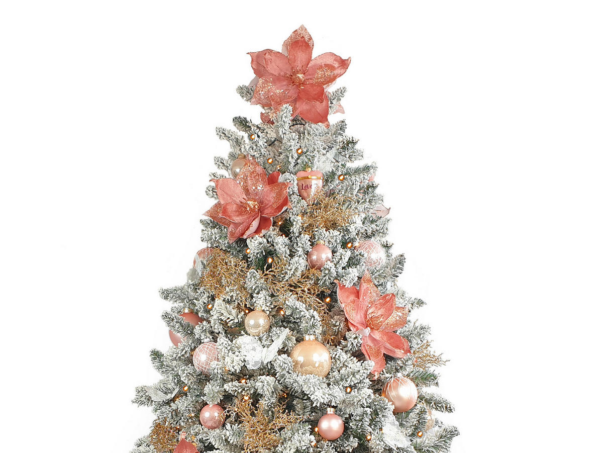 LAALU CHRISTBAUMKUGEL-SET 30 Ornamenten: runder rosa-cremefarbener Mix 6 cm - Creme/Rosa, Glas (0.01/1/0.01cm) - LAALU