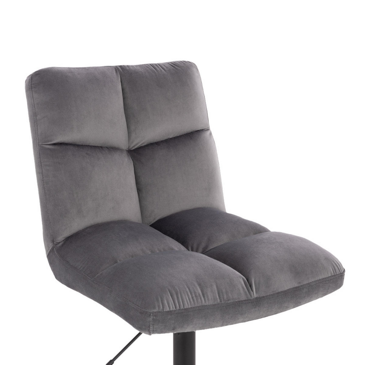 BARHOCKER ACE - Samt Hellgrau, 4 - Hellgrau, Textil/Metall (47/81/63cm) - Home Deluxe