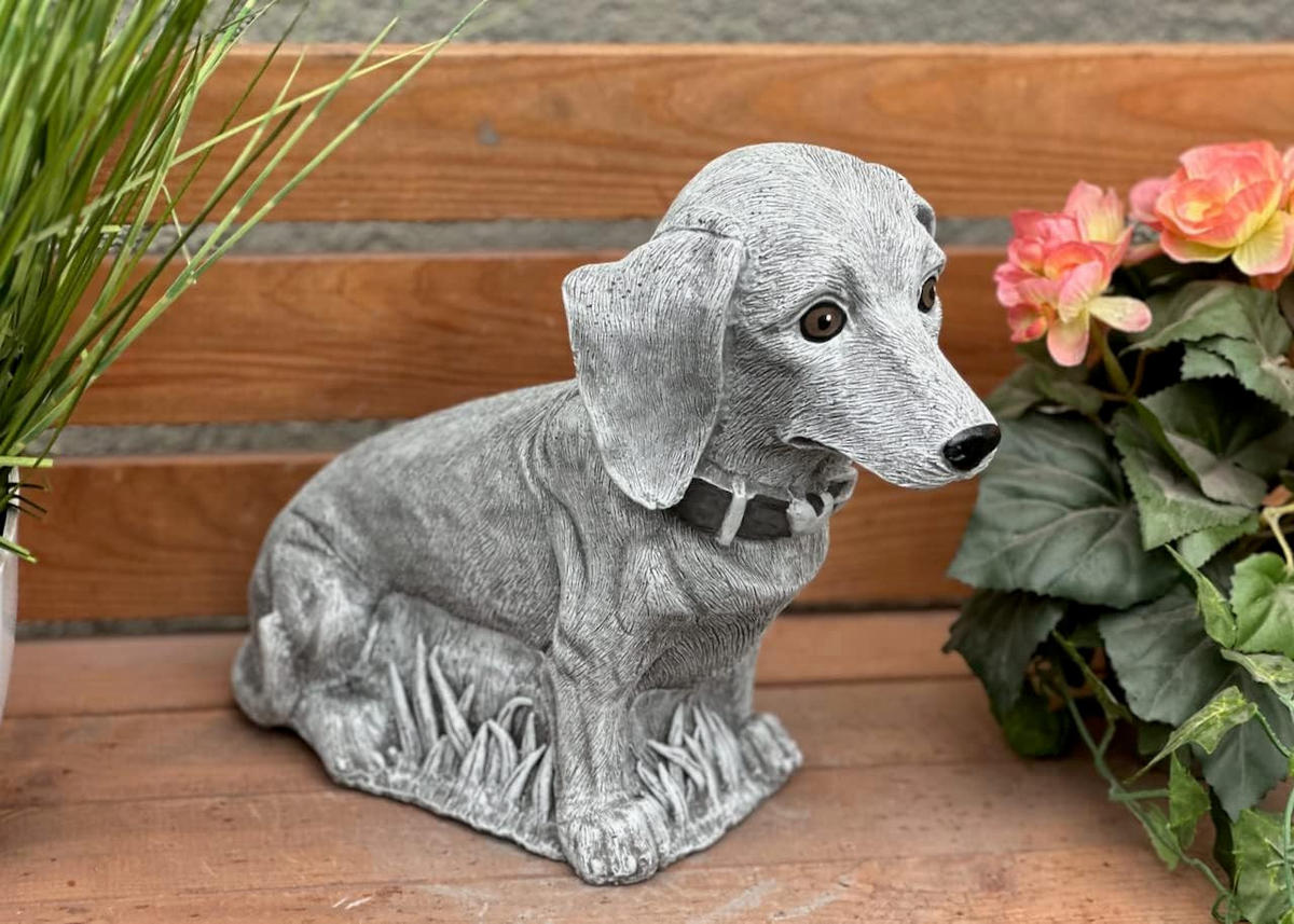 STEINFIGUR Dackel Waldemar frostfest Steinguss - Grau, Stein (12/25/30cm) - stoneandstyle