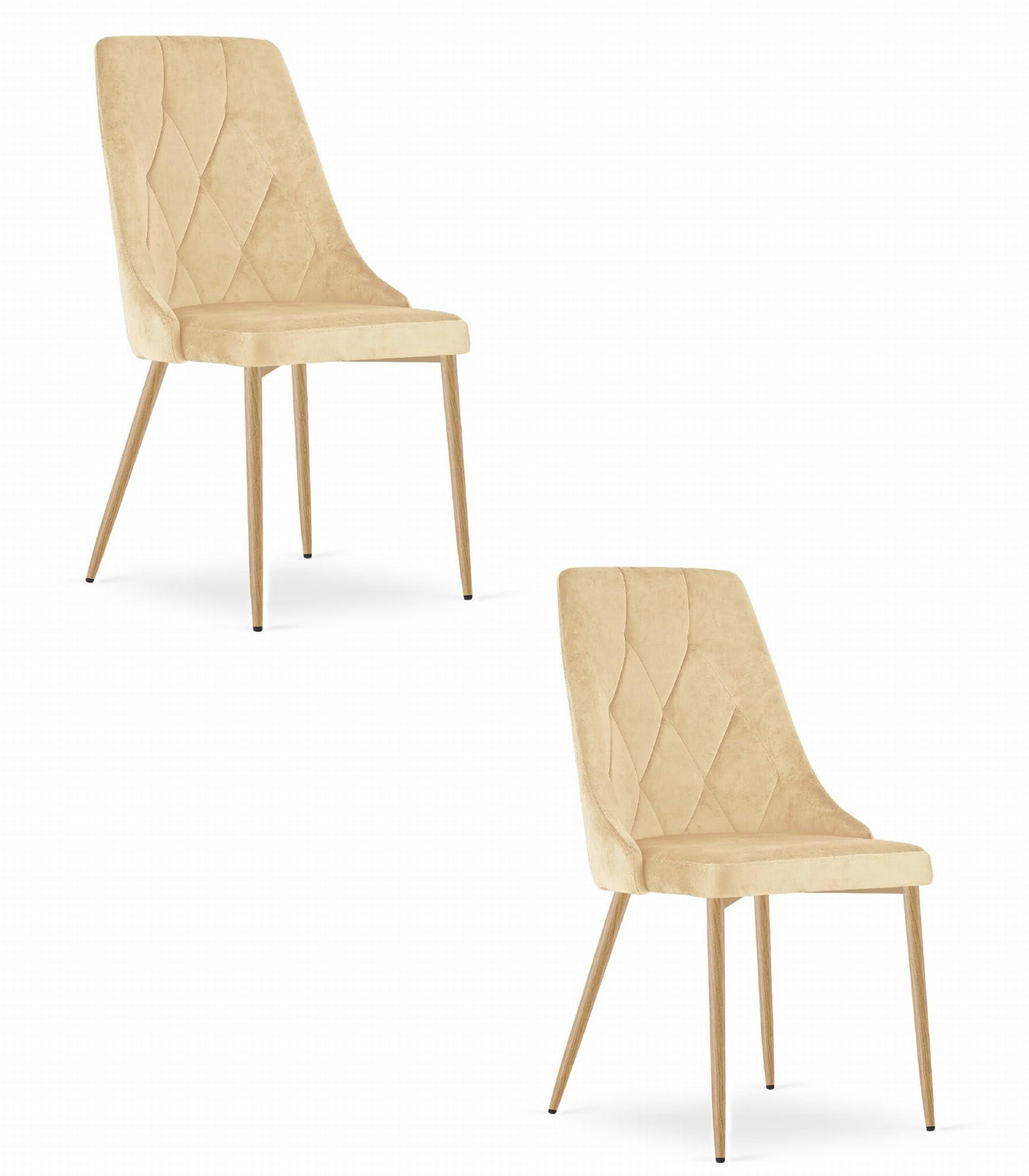 ESSZIMMERSTUHL 2er Set Beigefarbener Velours, Diamantpolsterung, Bequeme Sitzfläche - Beige, Textil (48/89/43cm) - Best For Home