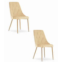 ESSZIMMERSTUHL 2er Set Beigefarbener Velours, Diamantpolsterung, Bequeme Sitzfläche - Beige, Textil (48/89/43cm) - Best For Home