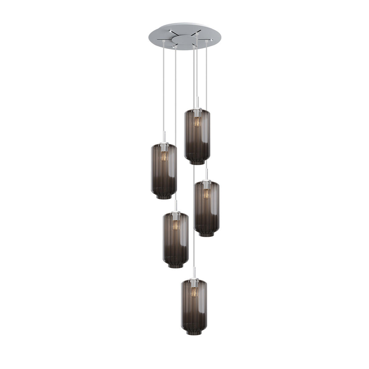GALERIELEUCHTE Velo 5-flammig Rauch Ø 18cm - Anthrazit/Weiß, Glas (18/18/33cm) - s.luce