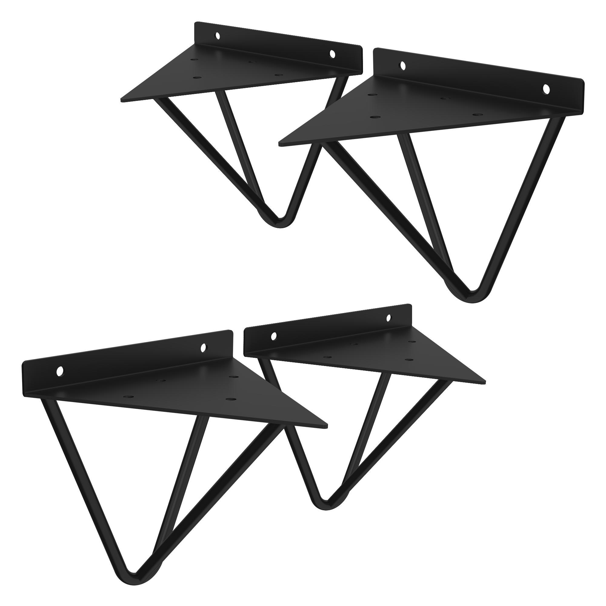 REGALHALTERUNG 2er Set 160mm Schwarz - Schwarz, Metall (15.5/17/16cm) - ML-DESIGN