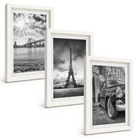 BILDER SET 3er Set - 20x30 cm Weißer Rahmen - Stadtansichten, Brücken, Eiffelturm - Weiß, Kunststoff (20/30cm) - TULUP