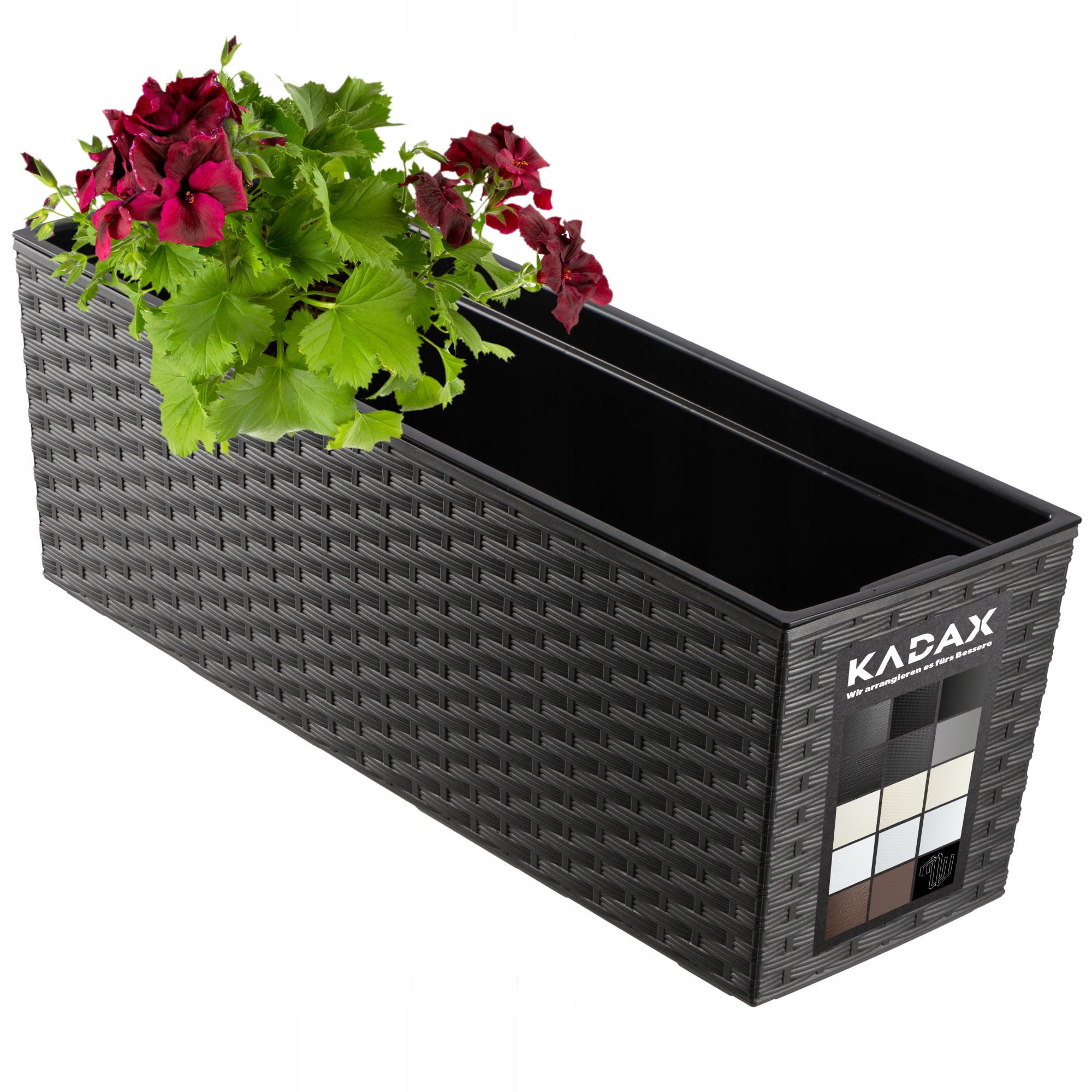 BLUMENKASTEN mit Einsatz 56 cm, Graphit - Graphitfarben, Kunststoff - KADAX