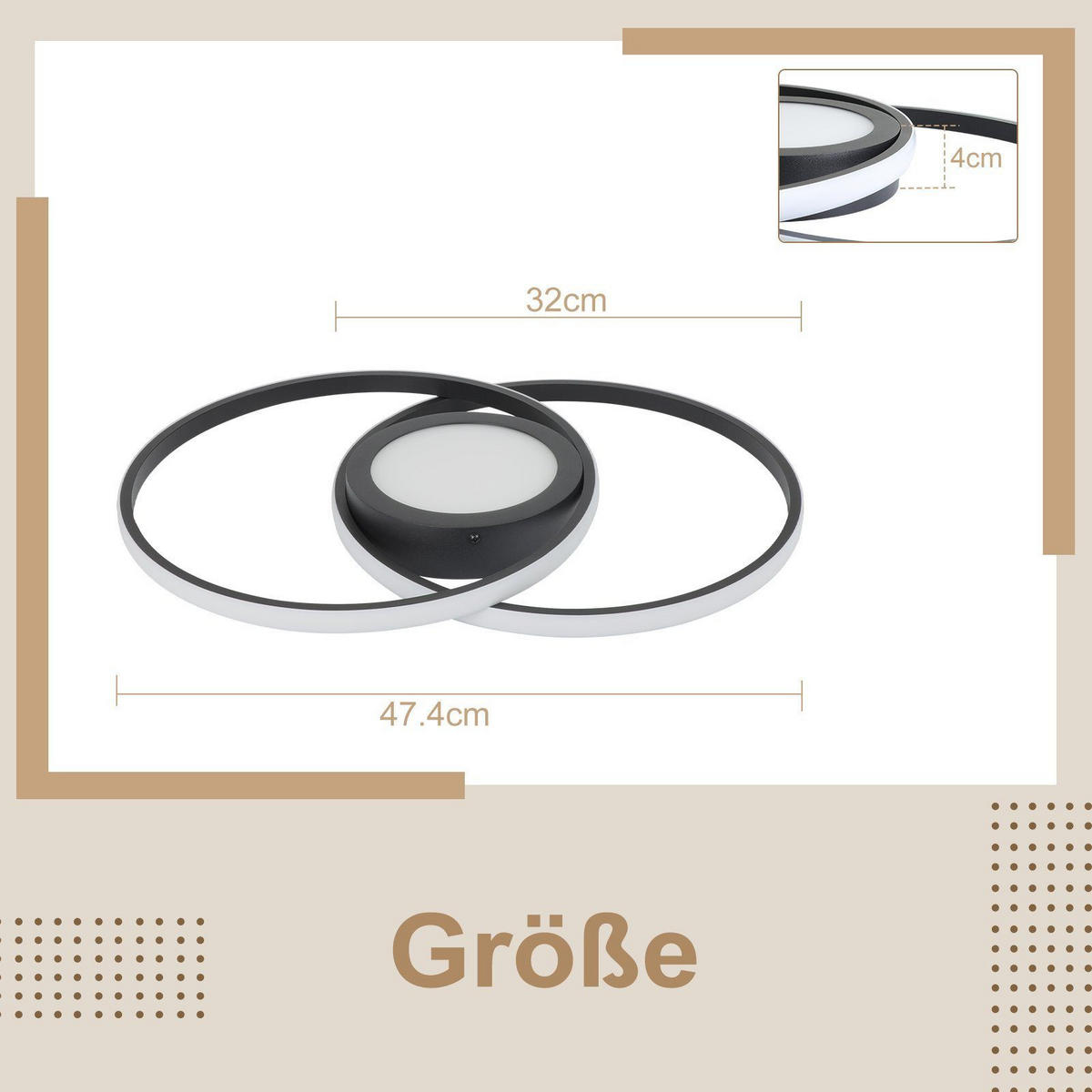 LED-DECKENLEUCHTE Einäugig 47.4/33.2/4 cm - Schwarz, Metall (47.4/33.2/4cm) - Nettlife