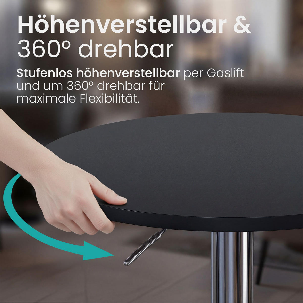 STEHTISCH rund 60 cm Holz schwarz - Chromfarben/Schwarz, Holz/Metall (60/60/85cm) - CLP