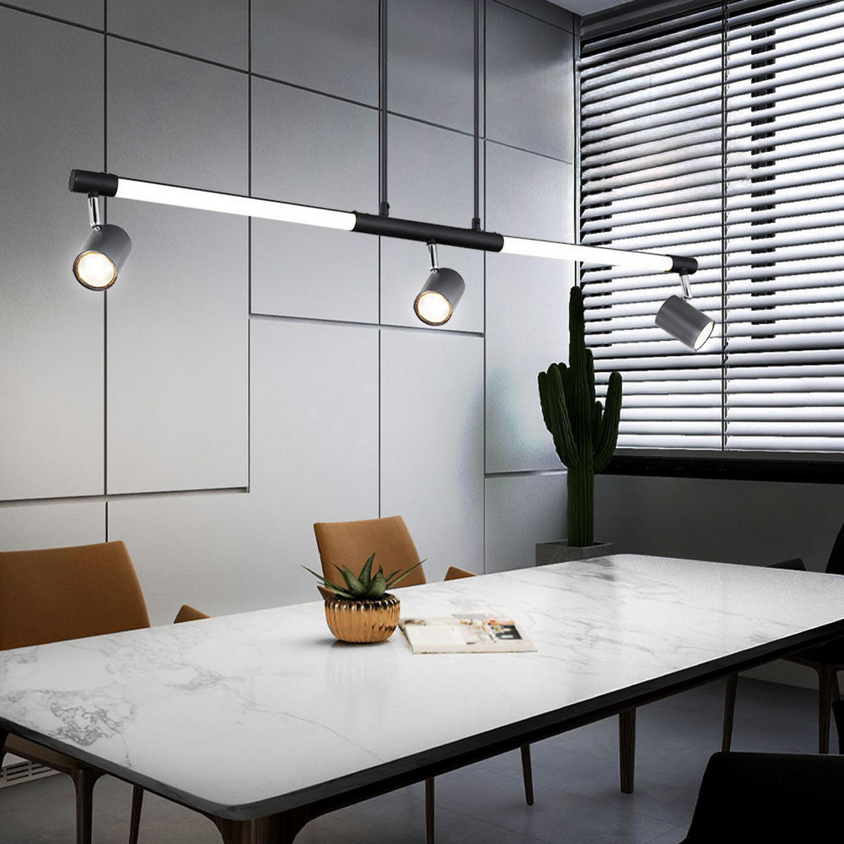 LED HÄNGELEUCHTE Chrom Schwarz bewegliche Spots - Schwarz, Metall (100/12/120cm) - Globo Lighting