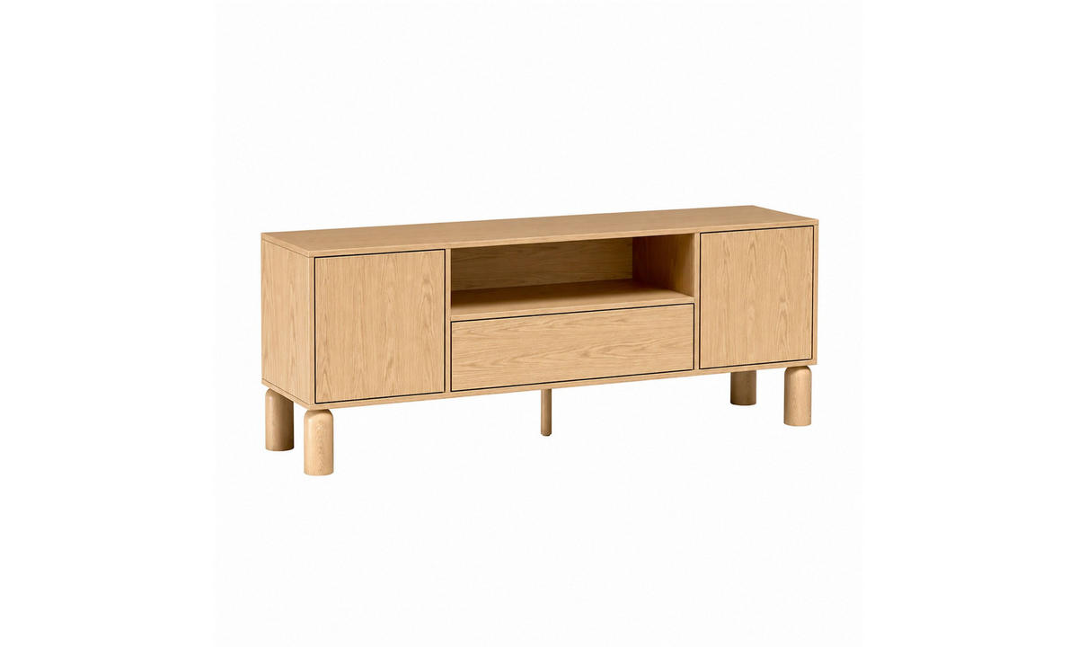 TV-SCHRANK LINDEN 160/40,6/61,6 cm mit Schublade Eiche Bookmatch - Eichefarben, Eichenholz/Holzwerkstoff (160/61.6/40.6cm) - Lookway