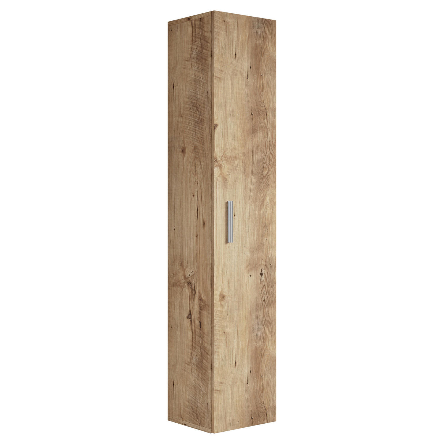 BADEZIMMERSCHRANK Pluto mit 1 Tür Kastanien Eiche - 30 x 30 x 150 cm - Kastanienfarben/Eichefarben, Holz (30/150/30cm) - Badplaats