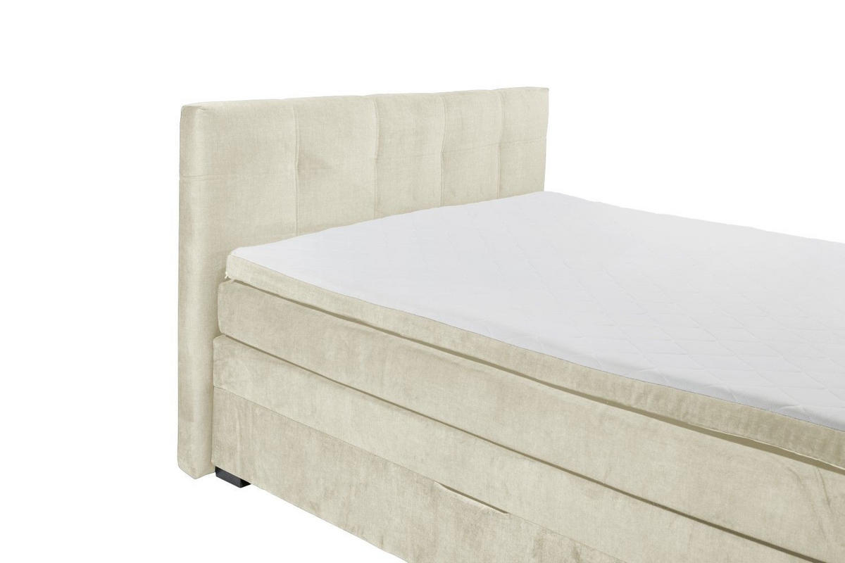 BOXSPRINGBETT inkl. 7-Zonen-Tonnentaschenfederkern-Matratze, Topper, Unterbox und Bettkasten - Beige/Graphitfarben, Holz/Holzwerkstoff (180/200cm) - ed exciting design