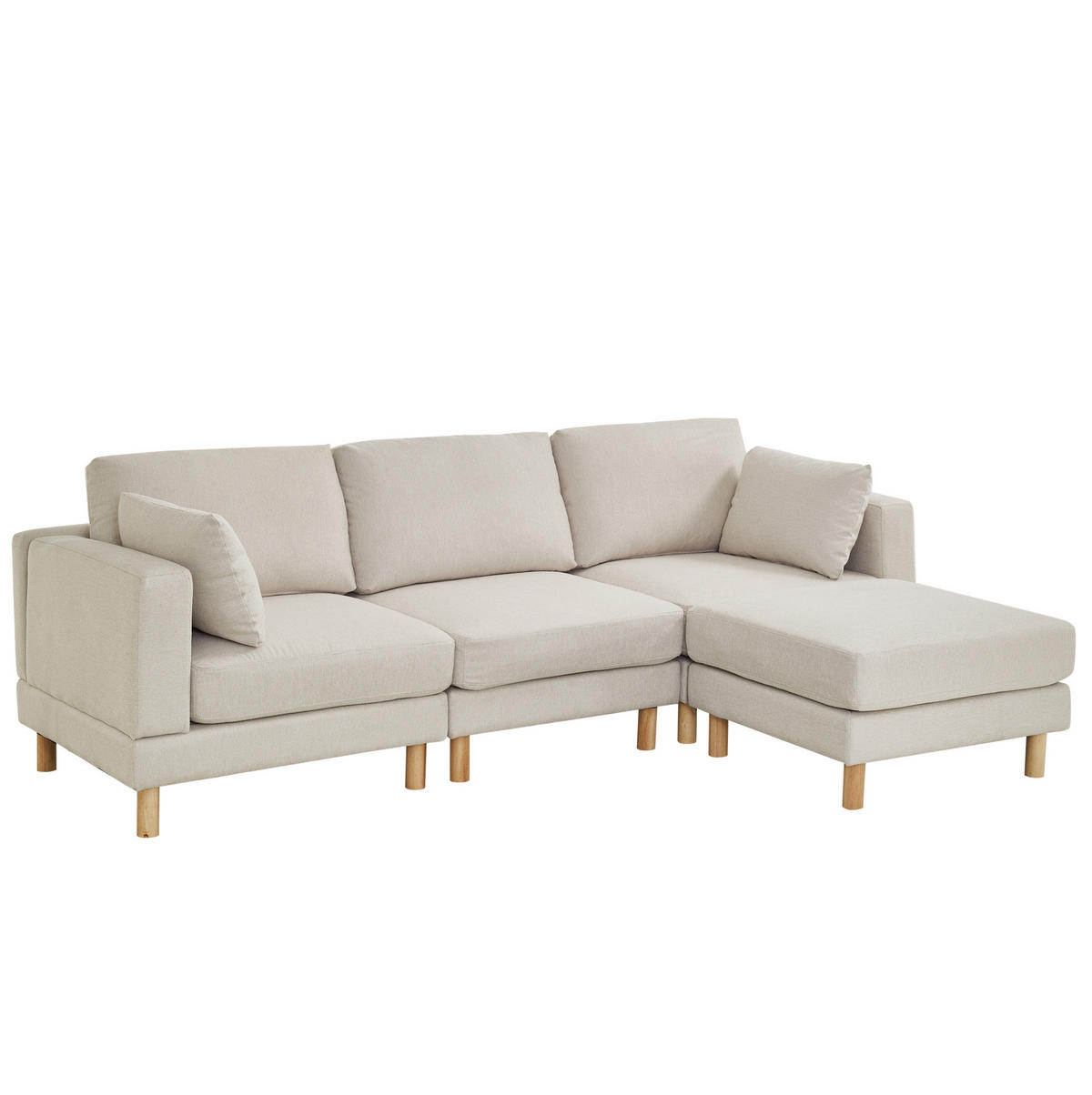 ECKSOFA 235/152/78 cm beige aus Polyester mit Hocker - Beige, Kunststoff (152/235cm) - OKWISH