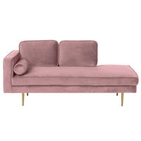CHAISELONGUE Samtstoff rosa linksseitig Miramas - Pink/Goldfarben, Textil (171/63/79cm) - Beliani