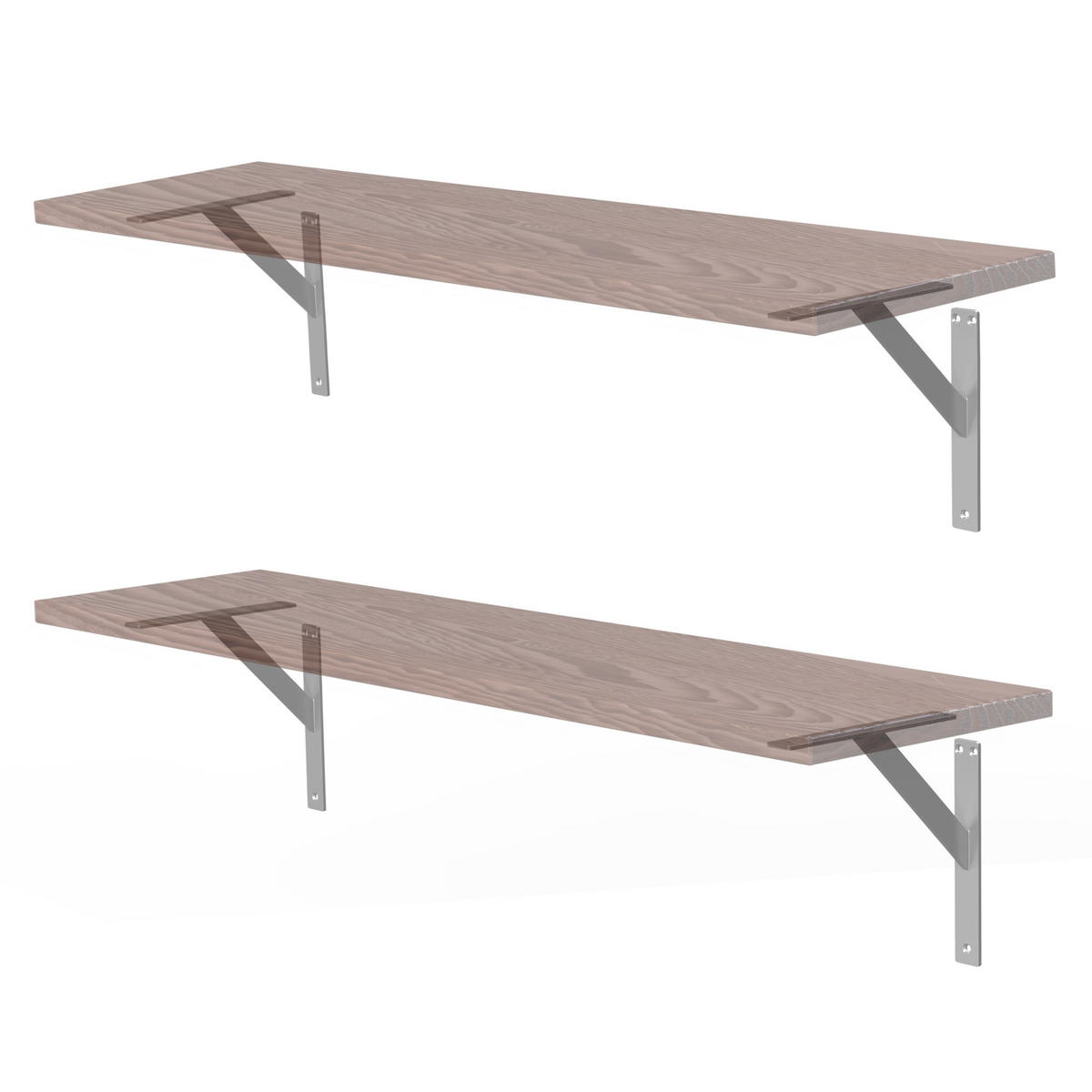 SADA 2 KUSŮ NÁSTĚNNÝCH DRŽÁKŮ - stříbrná, kov (24/3/24cm) - ML-DESIGN