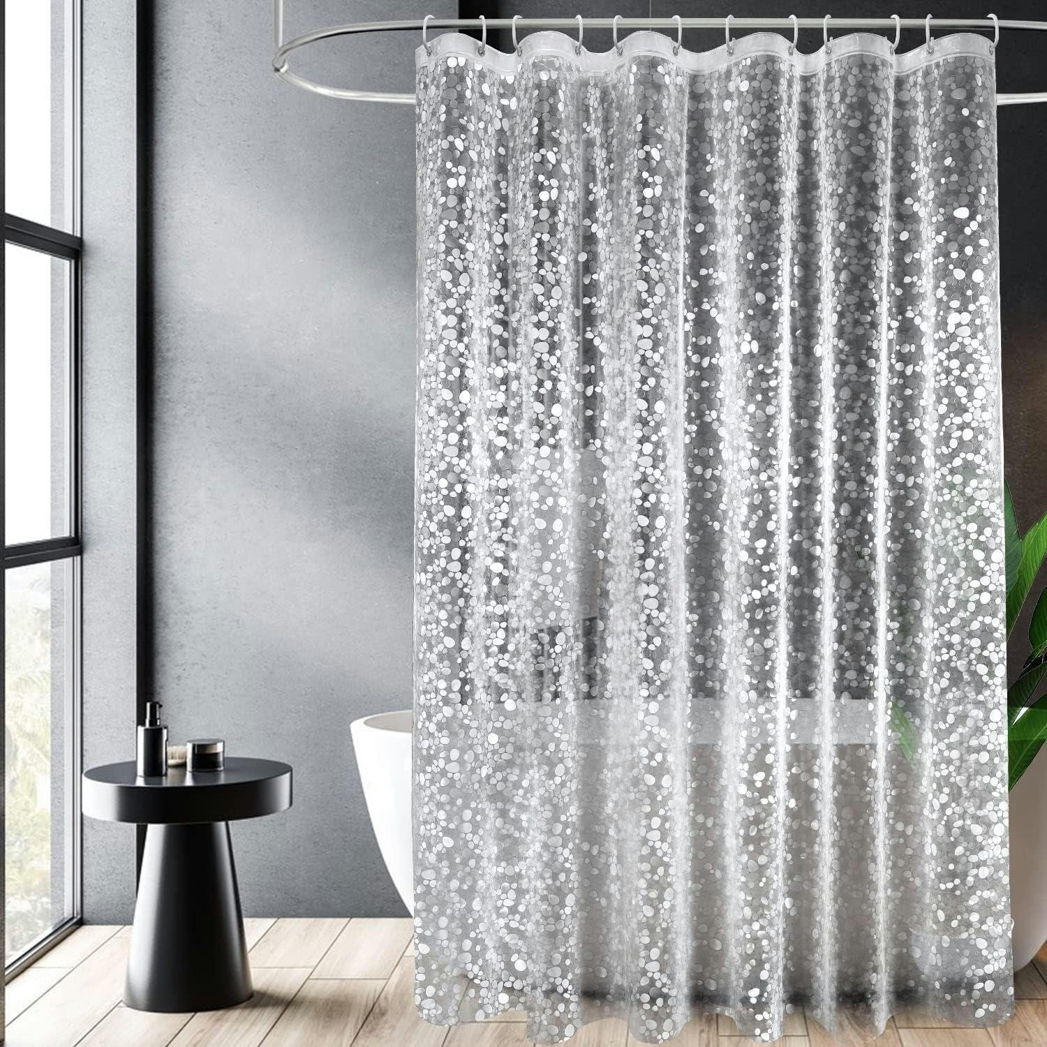 DUSCHVORHANG 180 x 210 cm 3D Steinmuster EVA Wasserdicht - Transparent, Kunststoff (180/210cm)