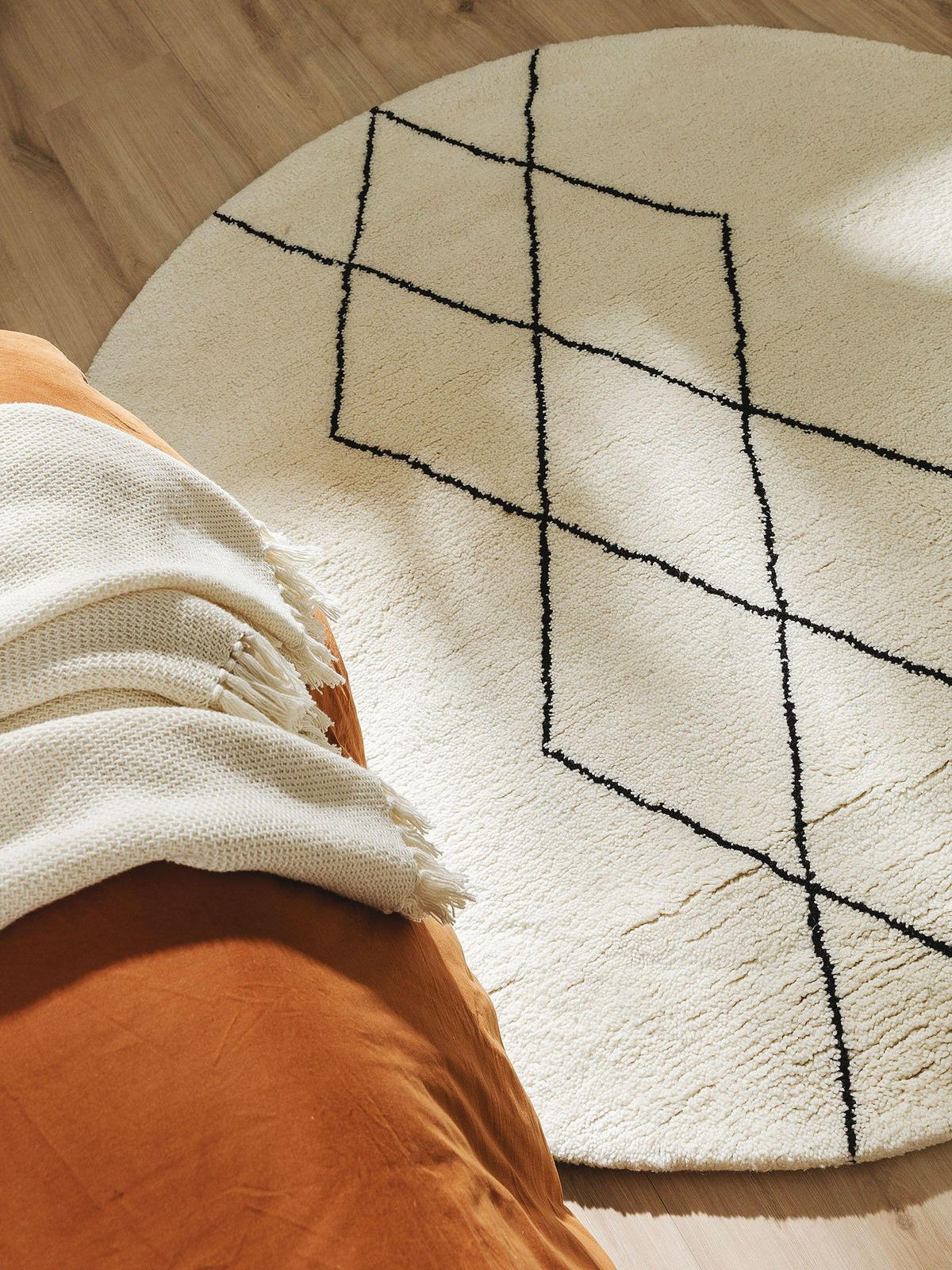 WOLLTEPPICH rund Berber Cream ø 100 cm rund - Creme, Textil (100/100cm) - benuta Pure