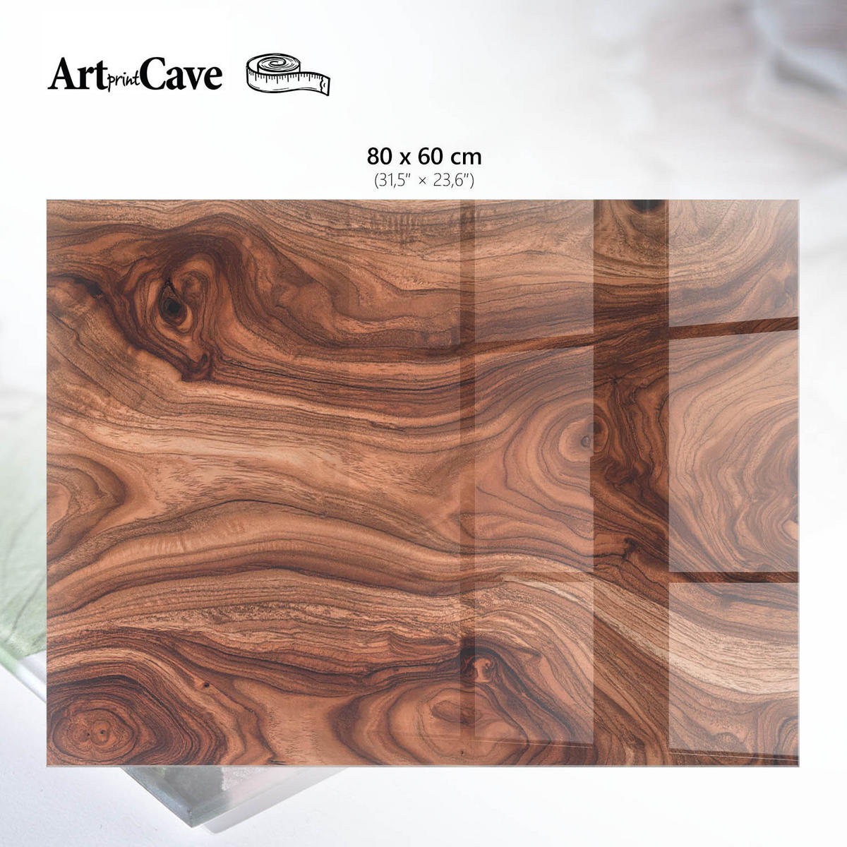 GLASPLATTE 80x60 cm – Holzstruktur - Creme, Glas (0.4/80/60cm) - ArtPrintCave