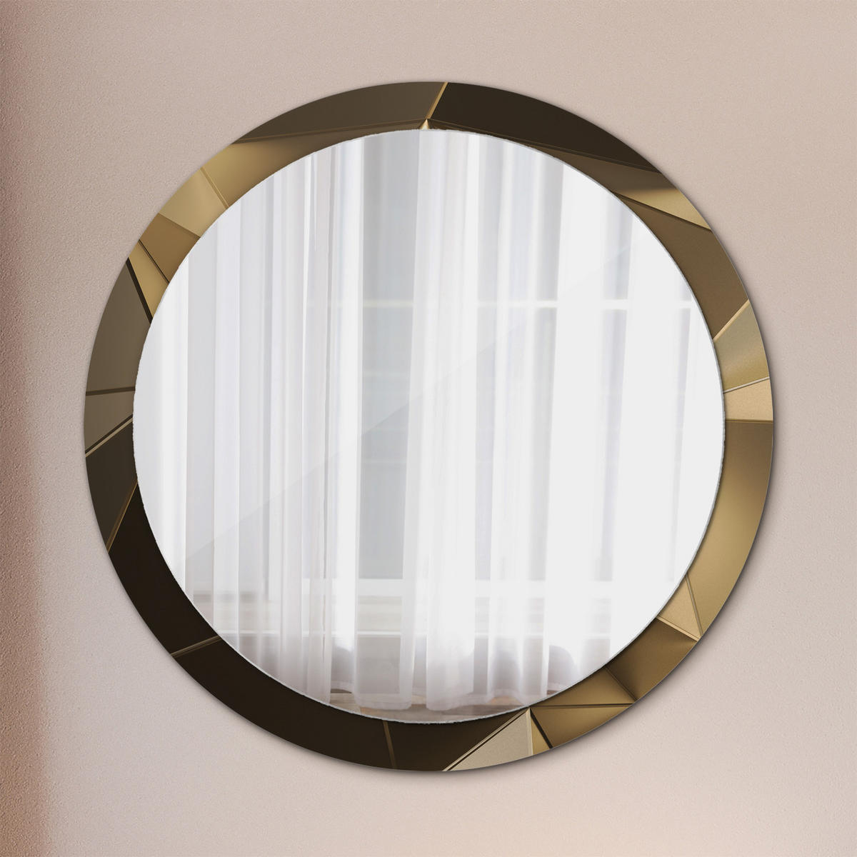 SPIEGEL Ø100 cm Rund mit Aufdruck - Beige, Glas (100/100/0.4cm) - TULUP