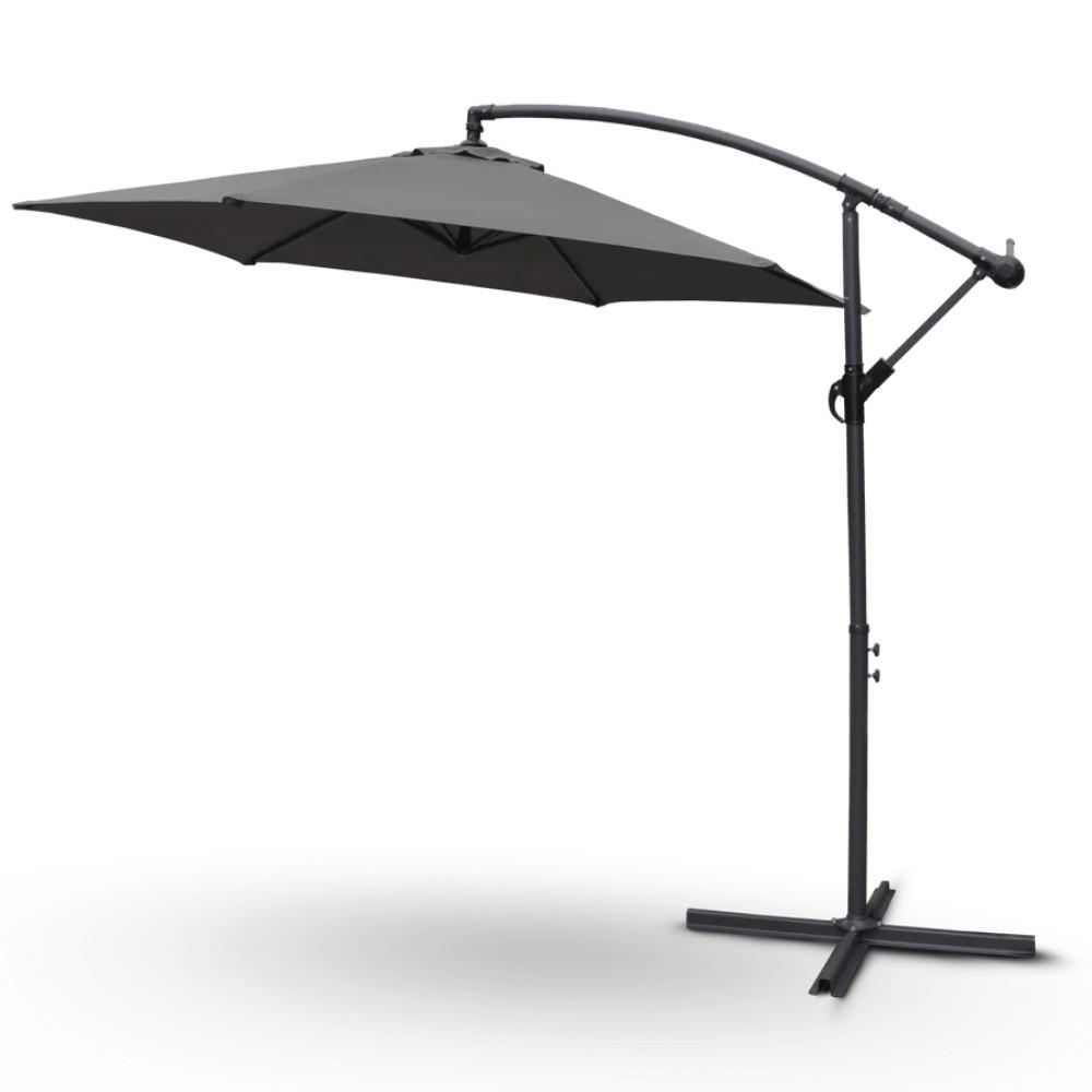 AMPELSCHIRM 270cm Wetterfest EMCO Sonnenschirm Anthrazit - Anthrazit, Kunststoff (270/270cm) - DELUKE