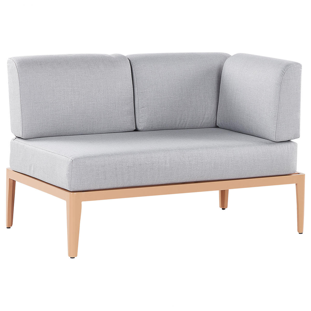 LOUNGE SET 6-Sitzer hellbraun rechtsseitig modular Auflagen hellgrau Rima III - Hellbraun, Metall - Beliani