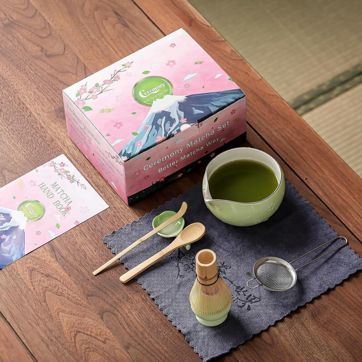 MATCHA Set 9-teiliges Set Kirschblüten-Grün - Grün, Keramik (10/10/15cm)