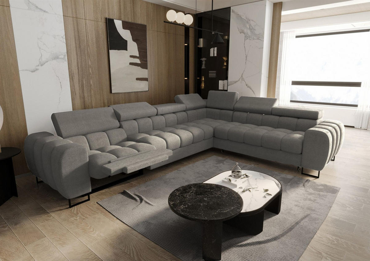 ECKSOFA Bastien Relax - Grau, Holzwerkstoff/Textil (330/260cm) - Fun Möbel
