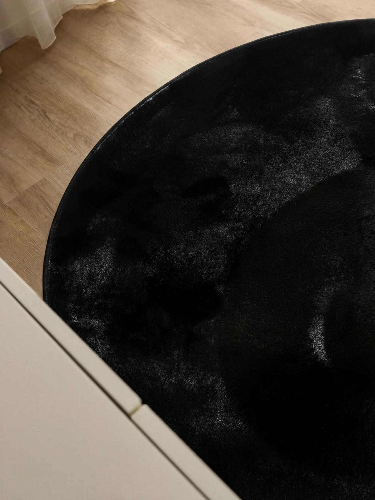 KUNSTFELLTEPPICH Furry Schwarz ø 160 cm rund - Schwarz, Kunststoff/Textil (160/160cm) - benuta