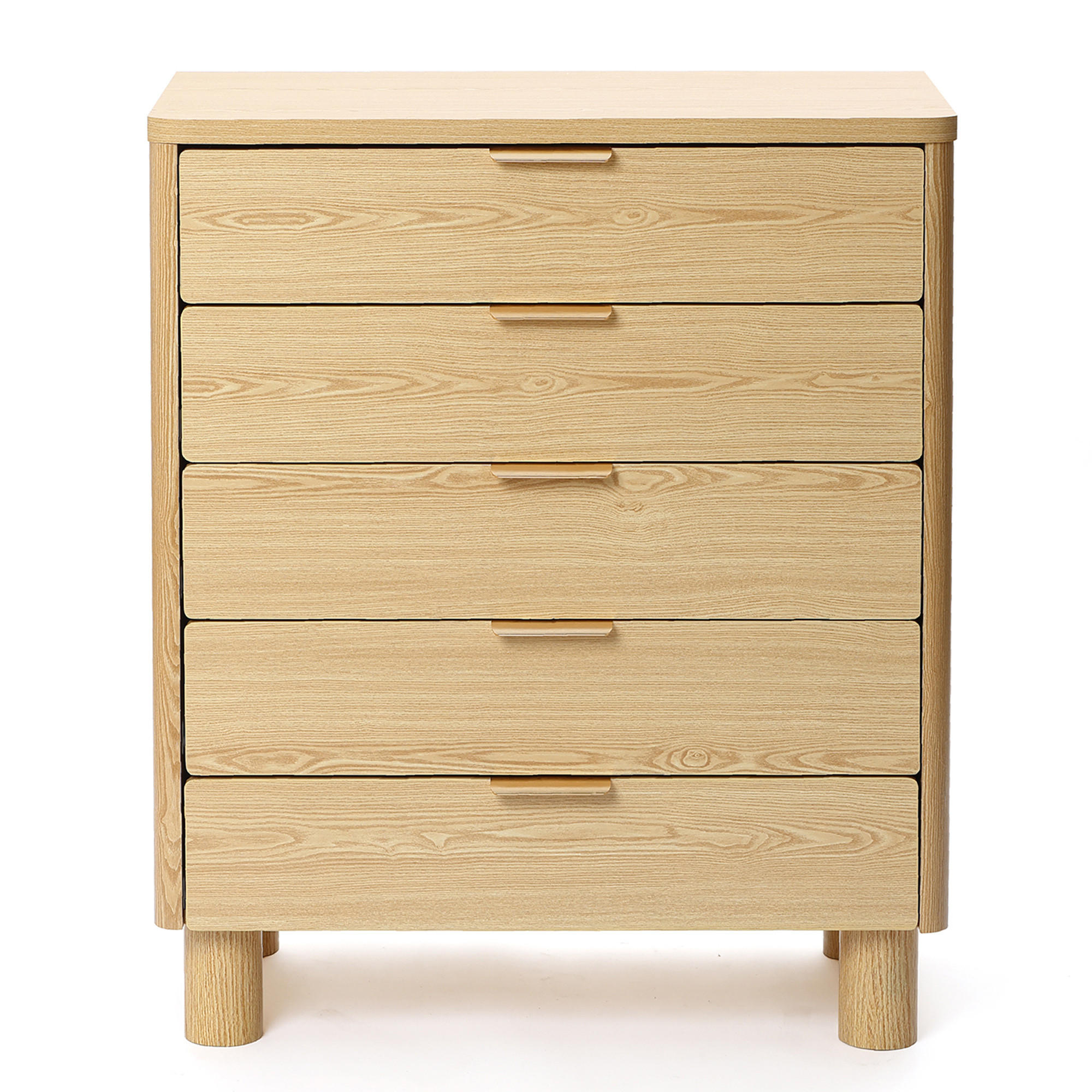 MODERNE Kommode mit fünf Schubladen, Eichenholzoptik, MDF | B 80 cm x T 40 cm x H 95 cm - Gelb/Hellgelb, Holz (80/95/40cm) - Hometopia