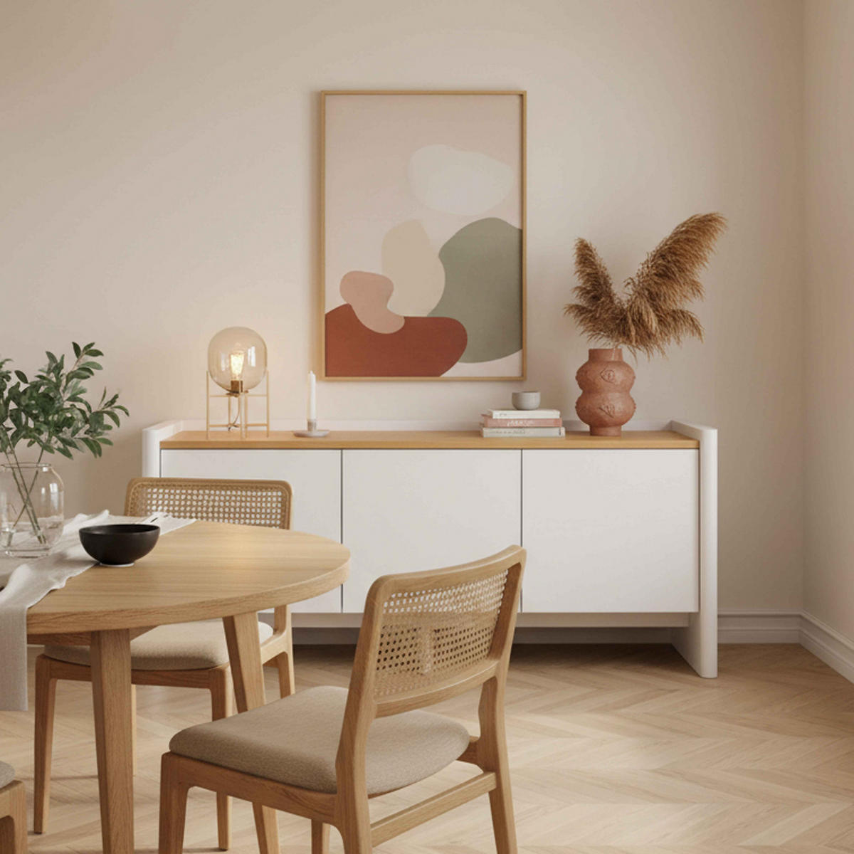 SIDEBOARD 140 cm, Ekru - Weiß, Holz (40/75/140cm) - Oviala