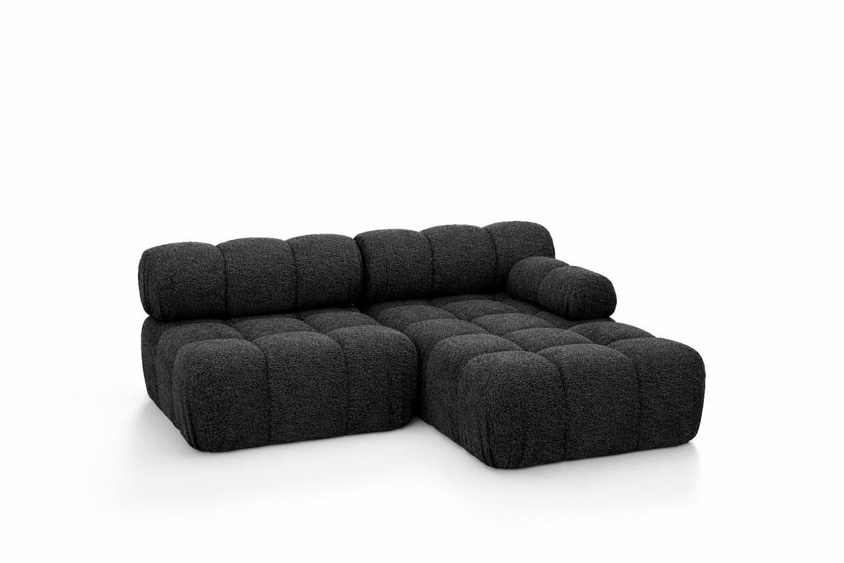 ECKSOFA L-Form Mini II Modular, Bouclé-Stoff Abriamo, Graphit, Rechts, Selia - Graphitfarben, Holz (190/160cm) - Kaiser Möbel