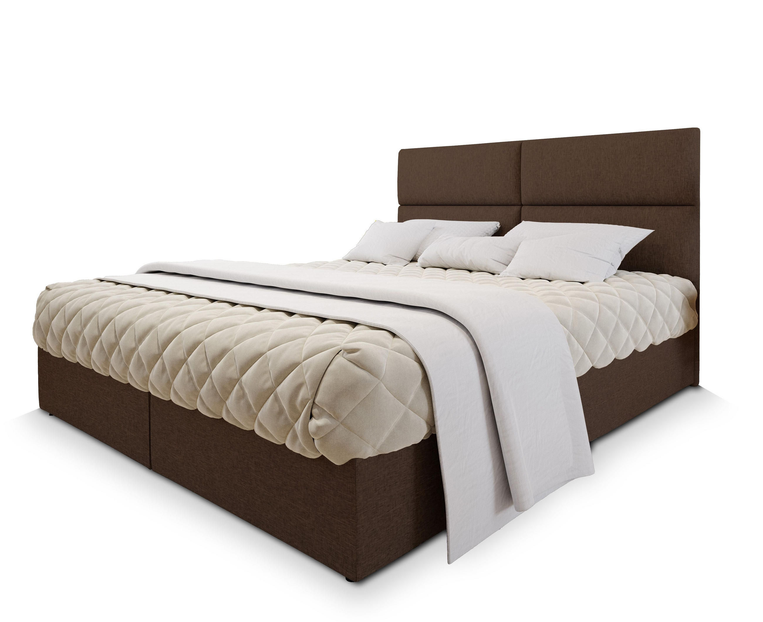 POSTEL BOXSPRING LONIS 140x200 cm, s matrací a úložným prostorem, hnědá - hnědá, kompozitní dřevo/textil (140/200cm) - MASSENO